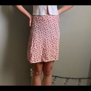 Red floral skirt